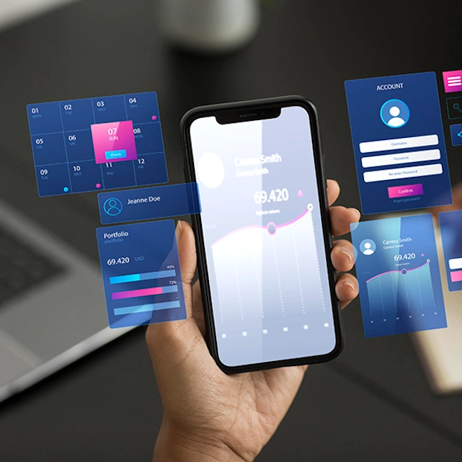 Hexavera mobile workforce management app showing time tracking and schedule features