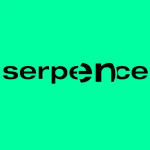 Serpence official logo, black on green surface